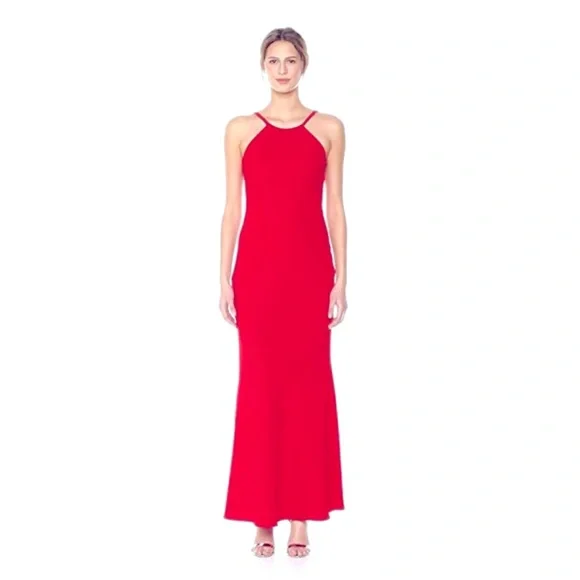 Calvin Klein Open-Back Halter Gown - Red Calvin Klein Open-Back Halter Gown - Red